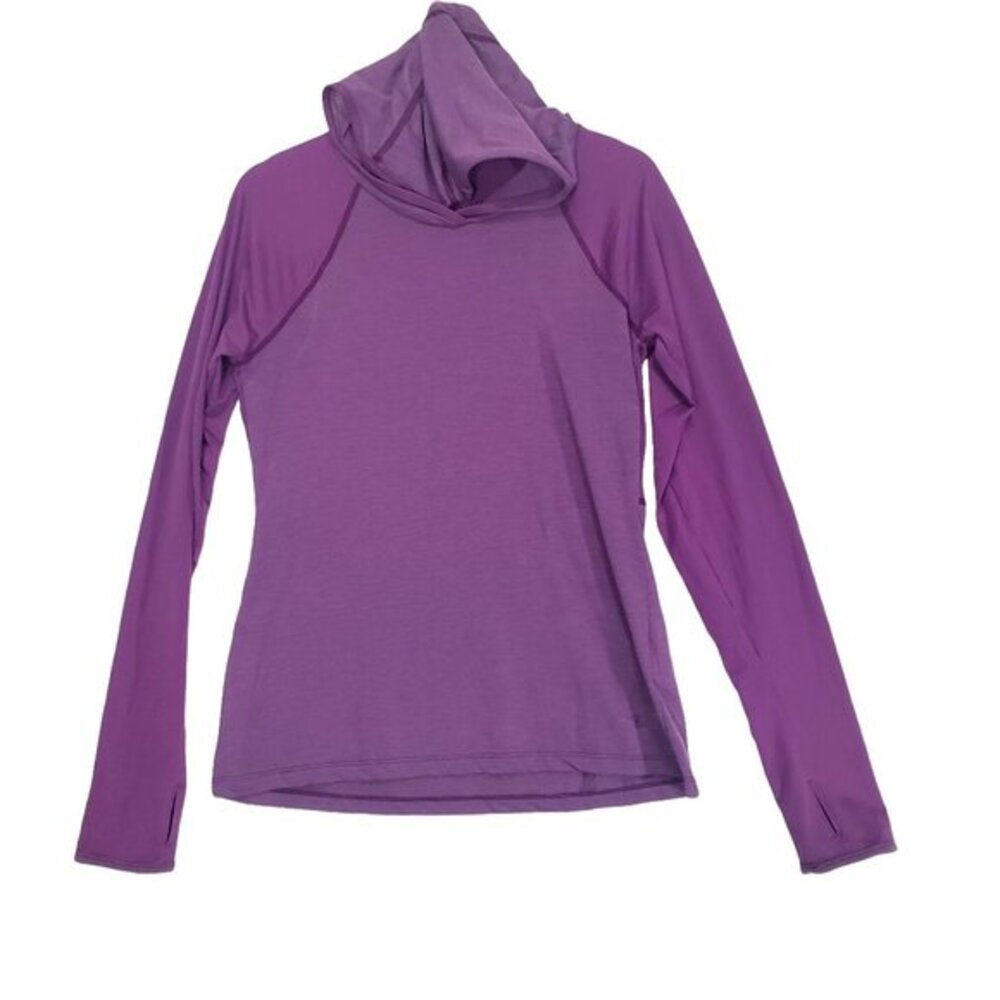 THE NORTH FACE Womens Hoodie SZ S Pullover Striped Purple Flashdry Long Sleeve
